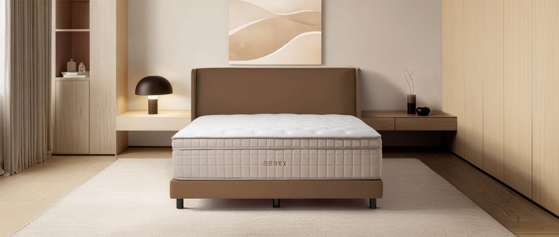 Coway BEREX Elite Series Mattress in Brown PU Leather Frame — CMQ-ST03S / CMQ-ST03F / CMK-ST03S / CMK-ST03F